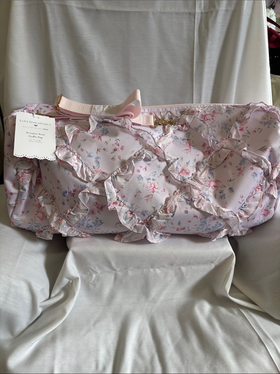 LoveShackFancy Handbags - LoveShackFancy X PotteryBarn Light Pink Floral Ruffle Travel Duffel